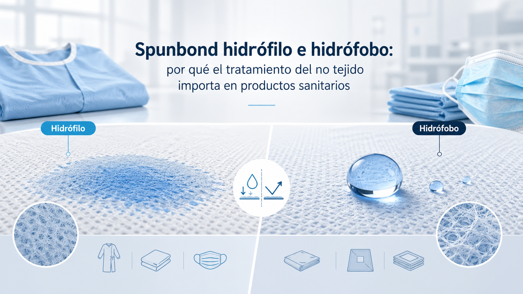 Spunbond hidrófilo e hidrófobo en productos sanitarios spunbond hidrófilo hidrófobo